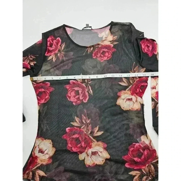 Charlotte Russe Women's Size M Black Flowered See-through Bodysuit NWT - Picture 5 of 7